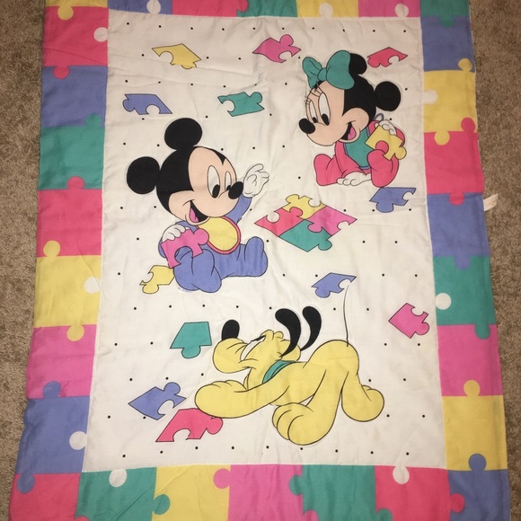 Vintage Dundee Disney Baby Blanket Mickey Mouse